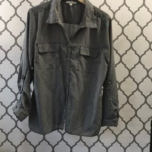 Notations Black And Whit me Pinstripe Blouse